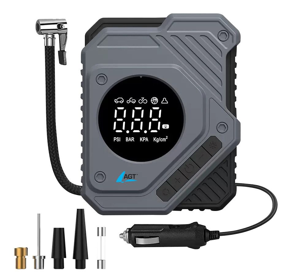 AGT 12-V-Kompressor-Luftpumpe ALP-255 mit LED-Display und LED-Licht, 150 psi