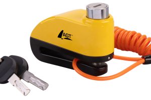 AGT Bremsscheiben-Schloss, 110-dB-Alarm, für Motorrad und Roller, IP65