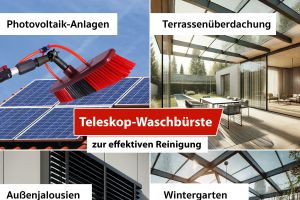 AGT Teleskop-Waschbürste, bis 4,5 m, Alu-Stangen, Reinigungsmittel-Tank