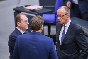 Alexander Dobrindt, Lars Klingbeil, Friedrich Merz am 25.03.2025
