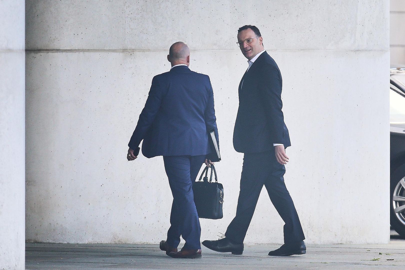 Alexander Hoffmann und Jens Spahn bei ihrer Ankunft zum Koalitionsausschuss am 12.05.2026