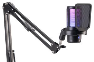 auvisio Gaming-USB-Kondensator-Mikrofon mit Noise Cancelling, RGB, Gelenkarm