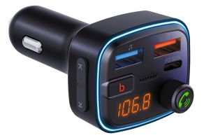 auvisio Kfz-Bluetooth-FM-Transmitter, 12/24 V, Display, PD, 45 Watt, Freisprecher
