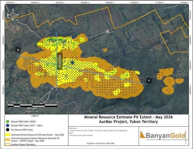 Banyan erweitert die Schätzung der angezeigten und abgeleiteten Mineralressourcen und verbessert den Gehalt in der Lagerstätte AurMac im Yukon, Kanada