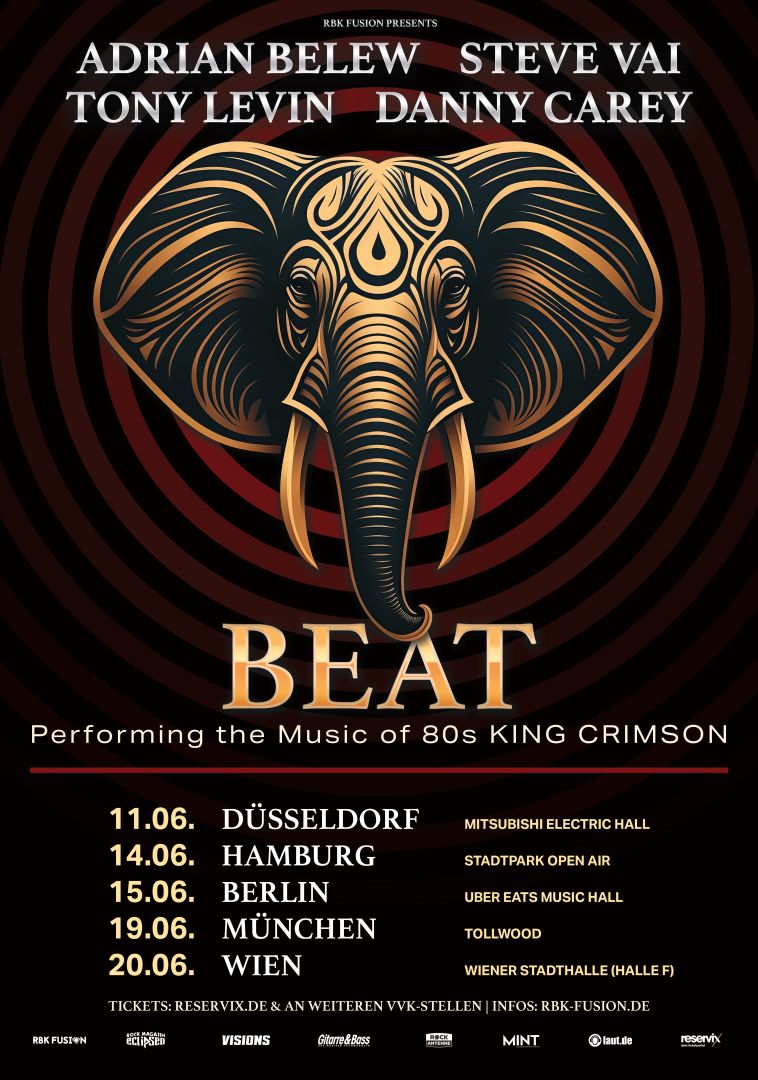 BEAT – Adrian Belew, Steve Vai, Tony Levin & Danny Carey kündigen erste Europa-Tournee an