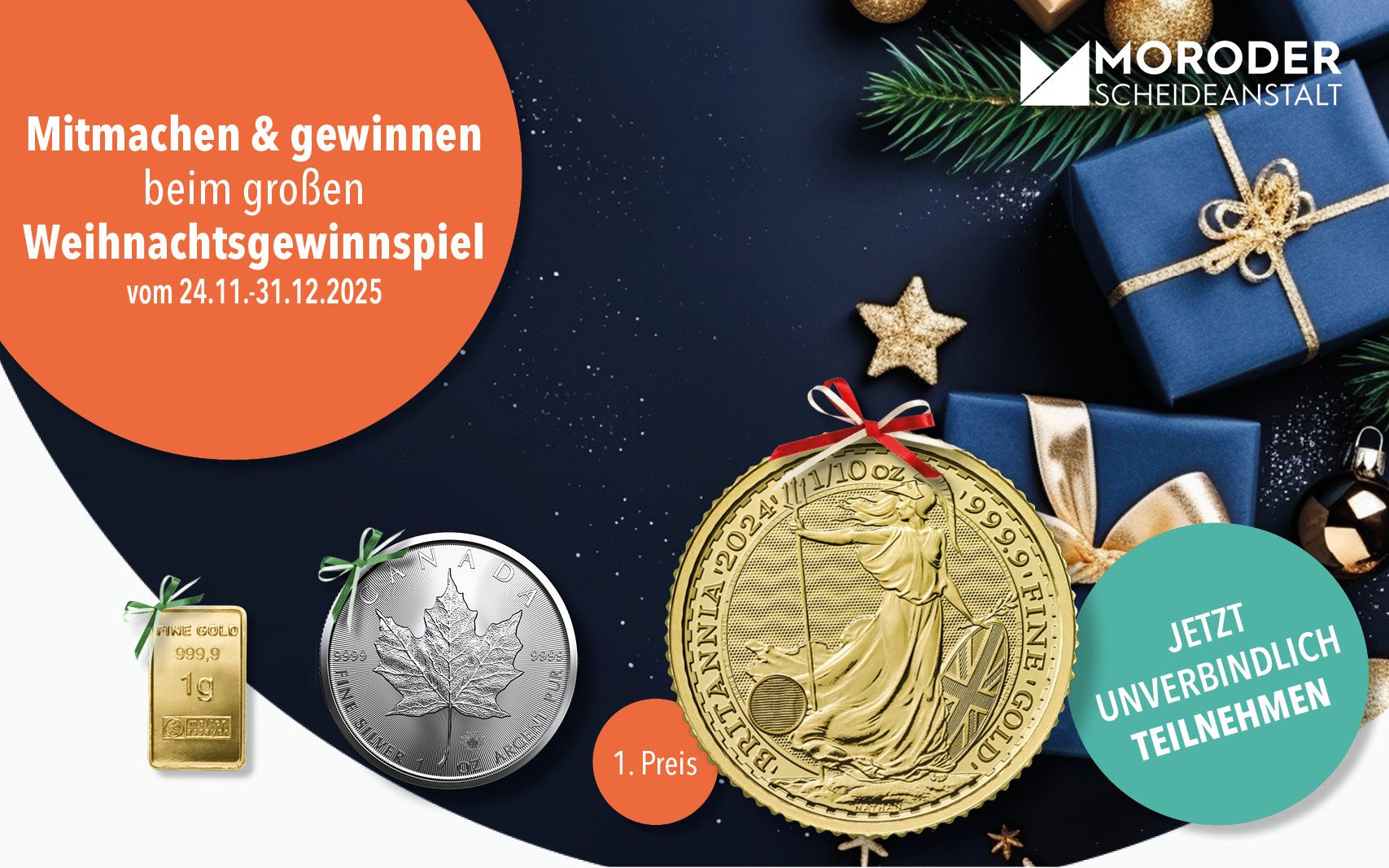 Beim Weihnachtsgewinnspiel verschenkt die Moroder Scheideanstalt echte Goldmünzen