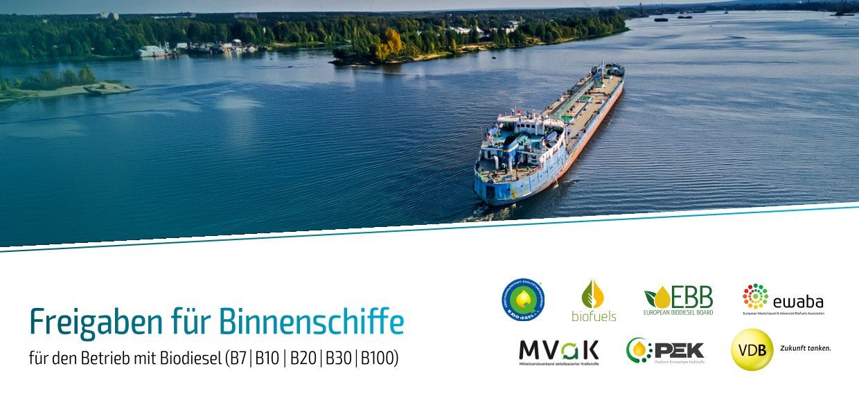 Biodiesel in der Binnenschifffahrt: Neue Liste mit Motorenfrei gaben für B100 und Beimischungen erleichtert Klimaschutz