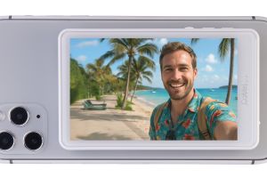 Callstel Selfie-IPS-Vorschau-Display, 3,97", magnetisch, für iOS/Android, Akku