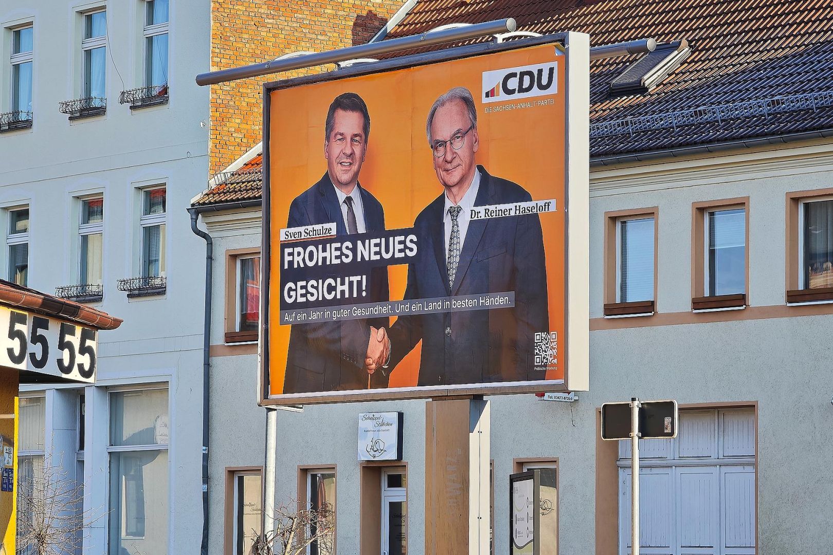 CDU-Plakat mit Sven Schulze und Reiner Haseloff am 07.01.2026