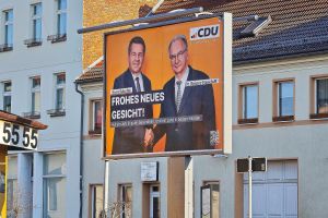 CDU-Plakat mit Sven Schulze und Reiner Haseloff am 07.01.2026