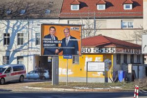 CDU-Plakat mit Sven Schulze und Reiner Haseloff (Archiv)