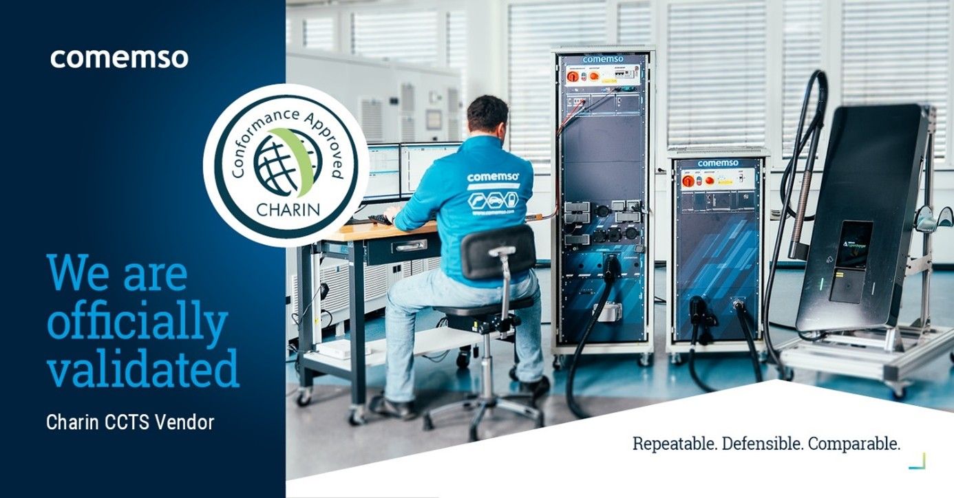 CharIN bestätigt comemso EVCA als validiertes Conformance-Testsystem für DC-Ladesysteme und Interoperabilität