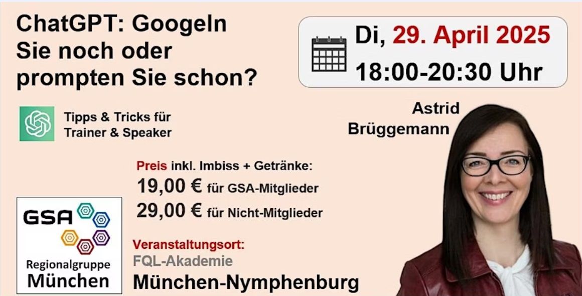 ChatGPT: Googeln Sie noch oder prompten Sie schon? - Info-Abend am Di 29.4. in München 18:00 Uhr