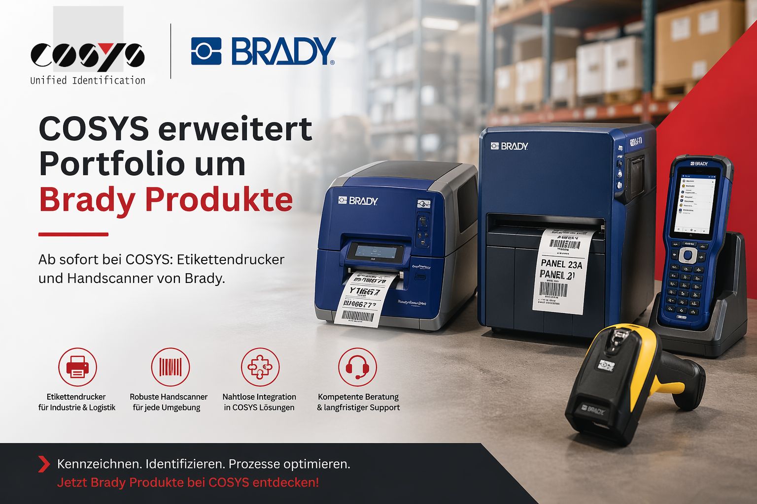 COSYS erweitert Portfolio um Brady Produkte für Kennzeichnung und Datenerfassung