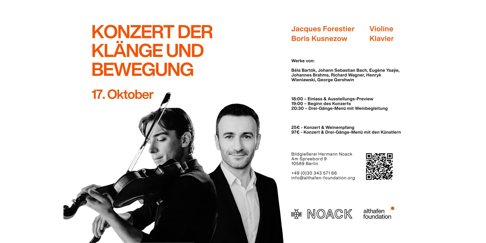 Der Geiger Jacques Forestier und Pianist Boris Kusnezow spielen „Song and Dance“ in historischer Werkshalle