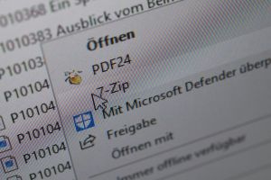 Die Packsoftware 7-Zip im Menü eines Computers