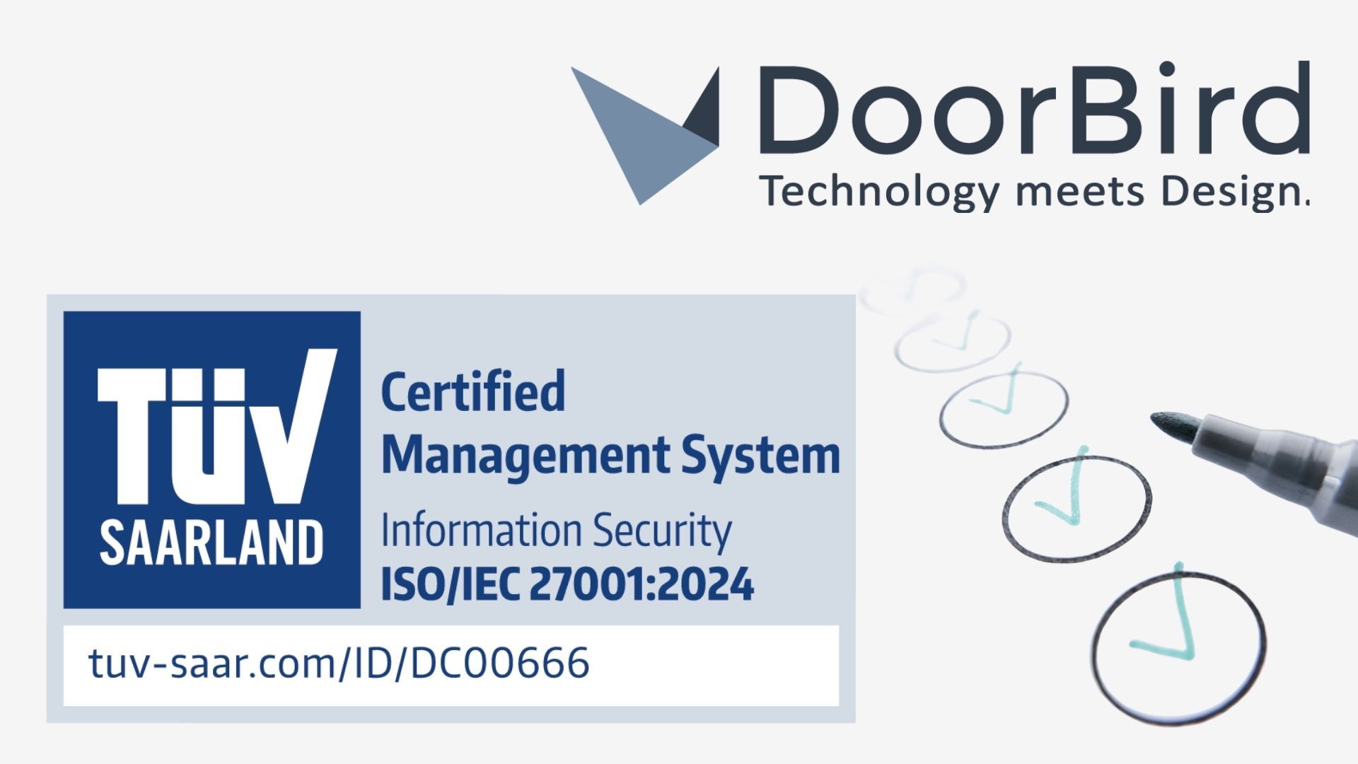 DoorBird/Bird Home Automation GmbH erhält ISO/IEC 27001:2024-Zertifizierung für Informationssicherheit