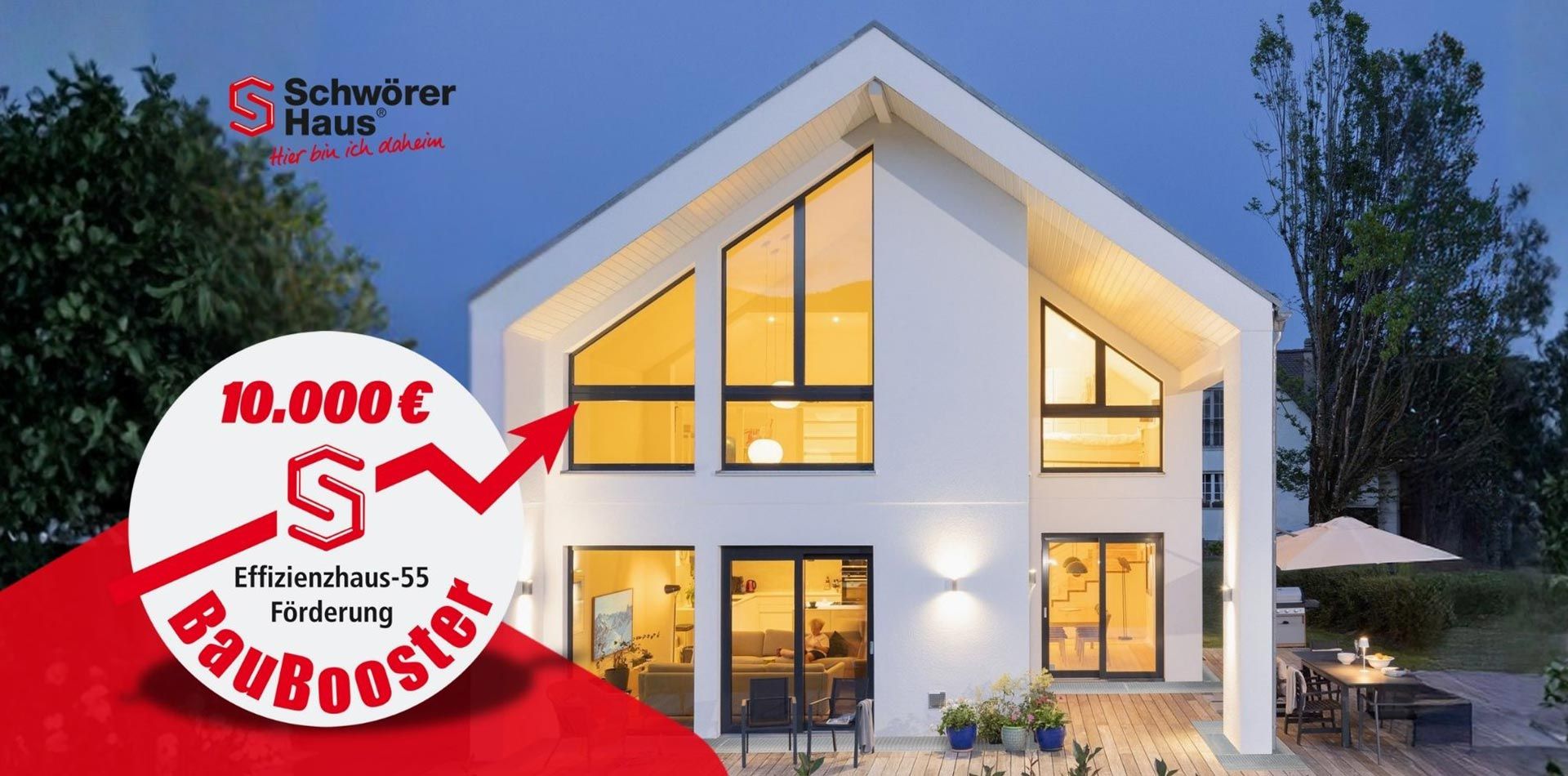 Doppelt sparen: 10.000€ Schwörer-BauBooster ergänzt neue KfW-Förderung für Effizienzhaus 55 perfekt