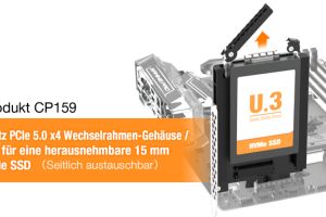 Eine 15 mm U.2/U.3 NVMe SSD in einem einzelnen PCIe Slot