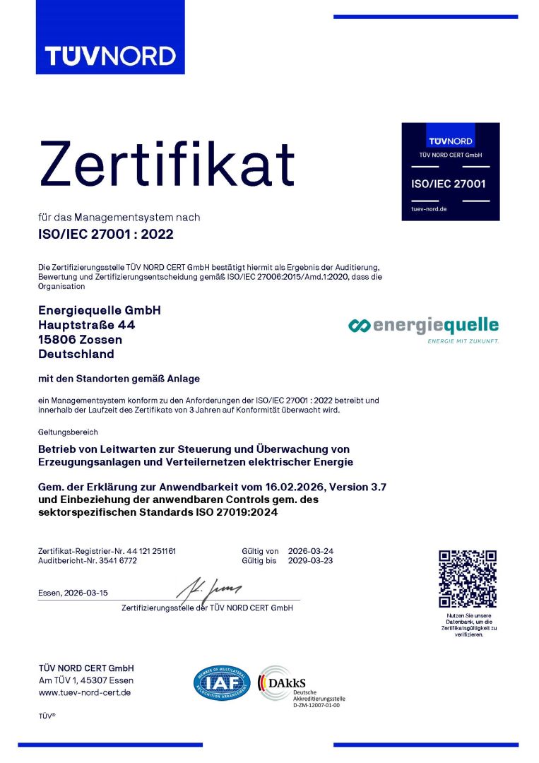 Energiequelle GmbH stärkt Informationssicherheit