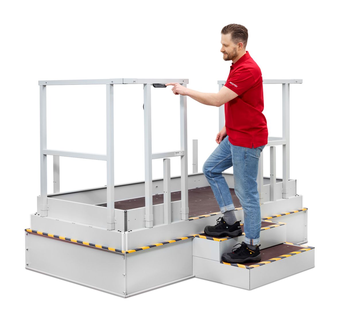 Ergonomie trotz starrer Arbeistplätze? Die neu zertifizierte Hubplattform von Treston macht's möglich - flexibel, sicher und sofort integrierbar