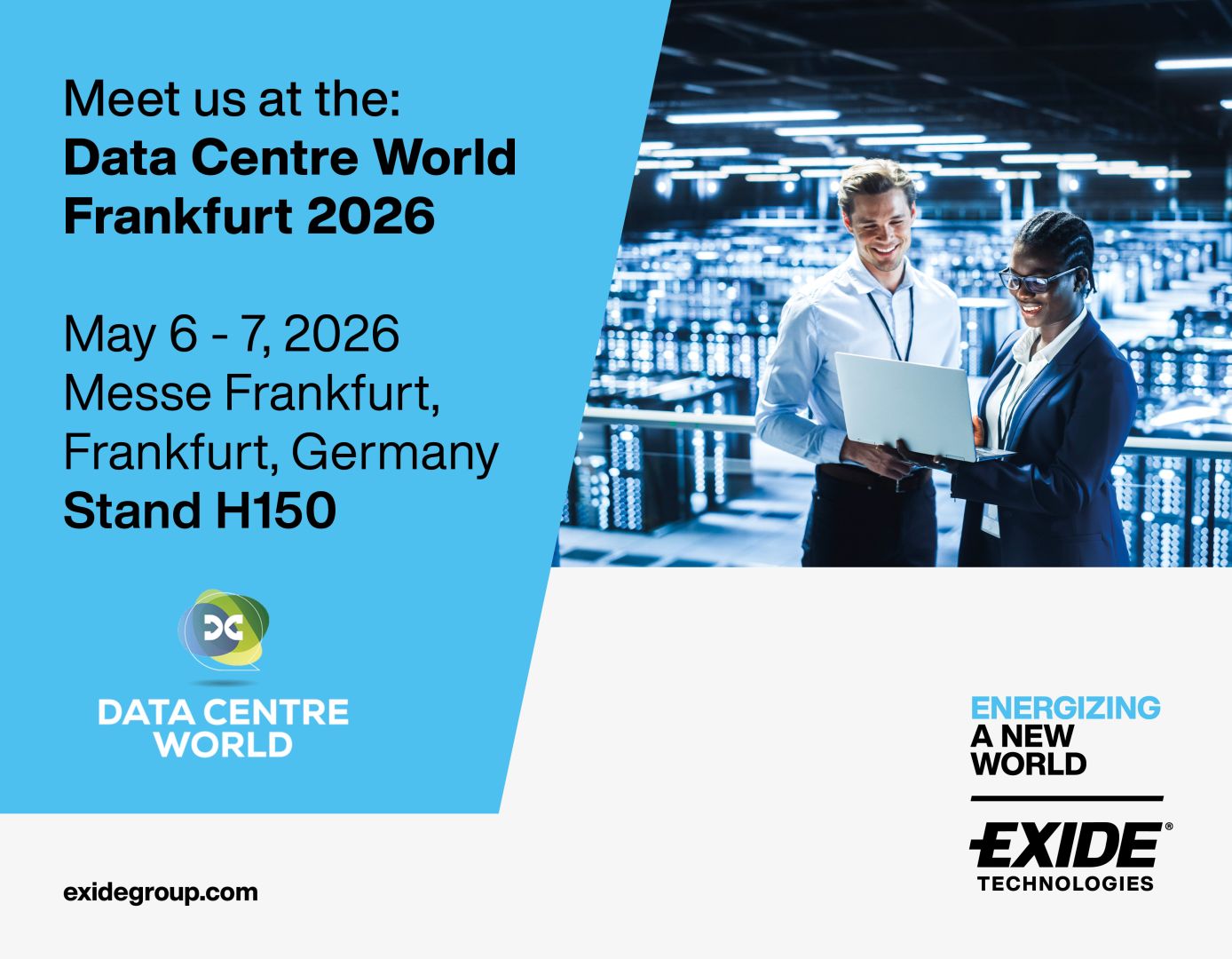 Exide Technologies präsentiert auf der Data Centre World Frankfurt neueste Energiespeicherlösungen für Rechenzentrumsanwendungen