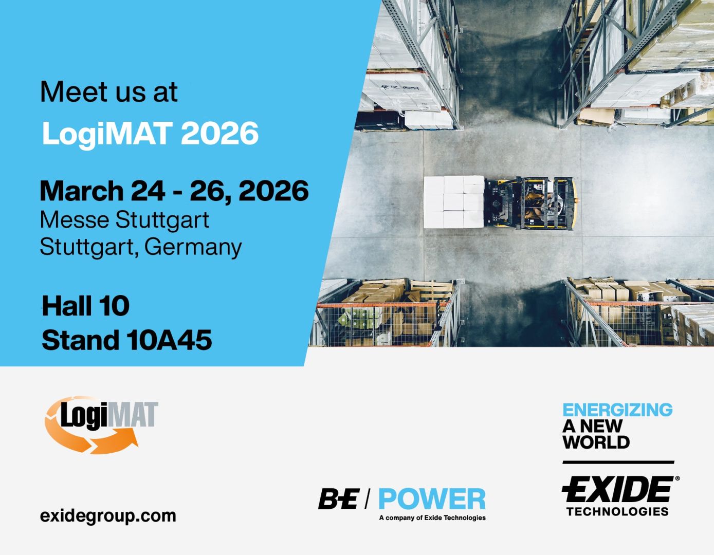 Exide Technologies präsentiert intelligente Lösungen zur Flottenelektrifizierung und zum Energiemanagement zum Auftakt der LogiMAT 2026 in Stuttgart