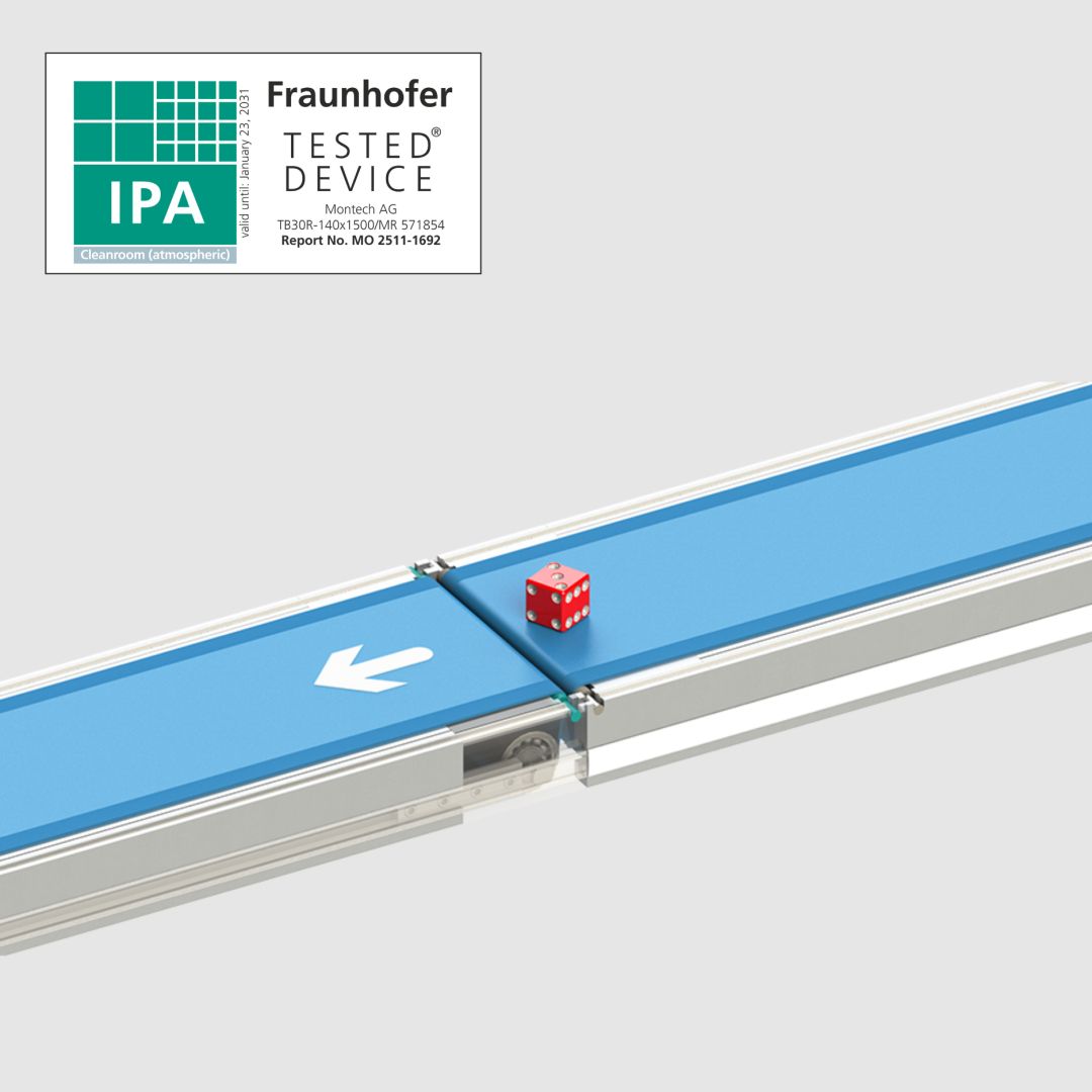 Fraunhofer IPA zertifiziert Messerkante für Reinraumförderbänder von Montech