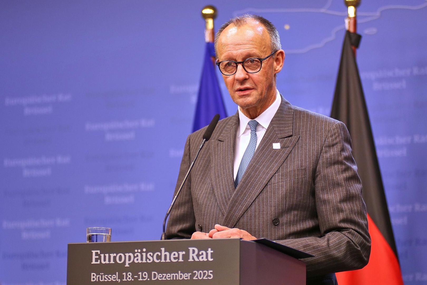 Friedrich Merz nach dem EU-Gipfel in Brüssel am 19.12.2025