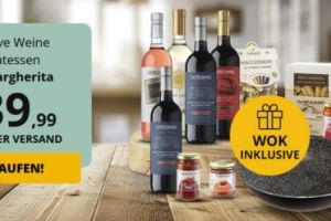 Giordano: acht Weine + fünf Delikatessen + Wok für 39,99€ inkl. Versand