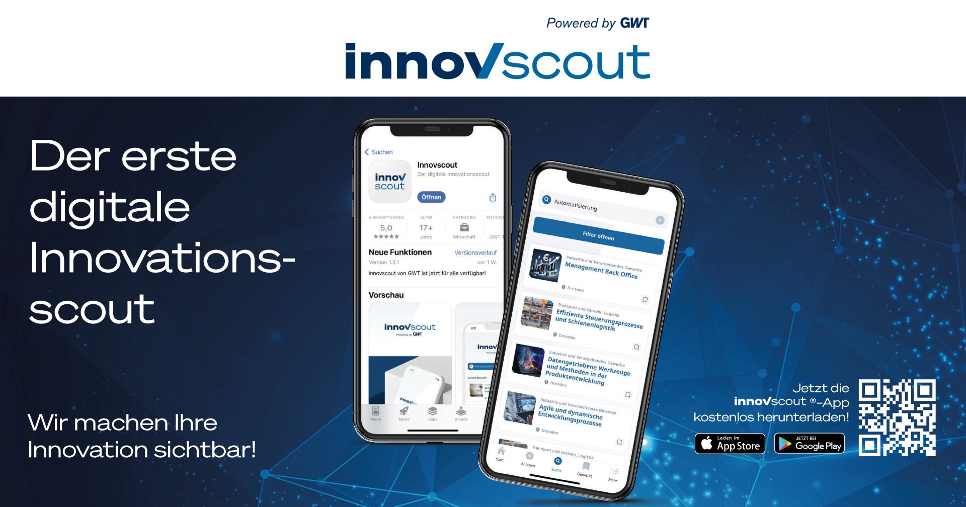 GWT-TUD GmbH präsentiert Innovscout® - die neue App für mehr Sichtbarkeit von Innovationen