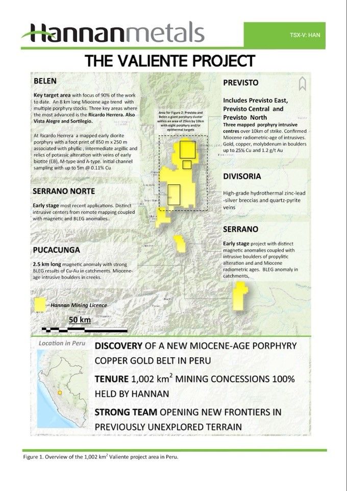 Hannan beginnt mit 79 Linienkilometern geophysikalischer Untersuchung auf fünf porphyr-epithermalen Zielen in Valiente, Peru