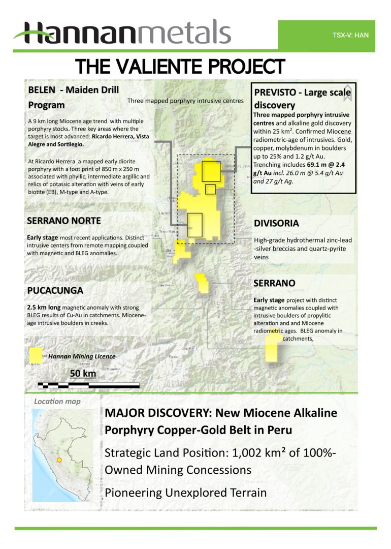 Hannan gibt aktuellen Stand der ersten Bohrungen auf Back-Arc-Porphyr- und epithermalen Zielen in Peru bekannt
