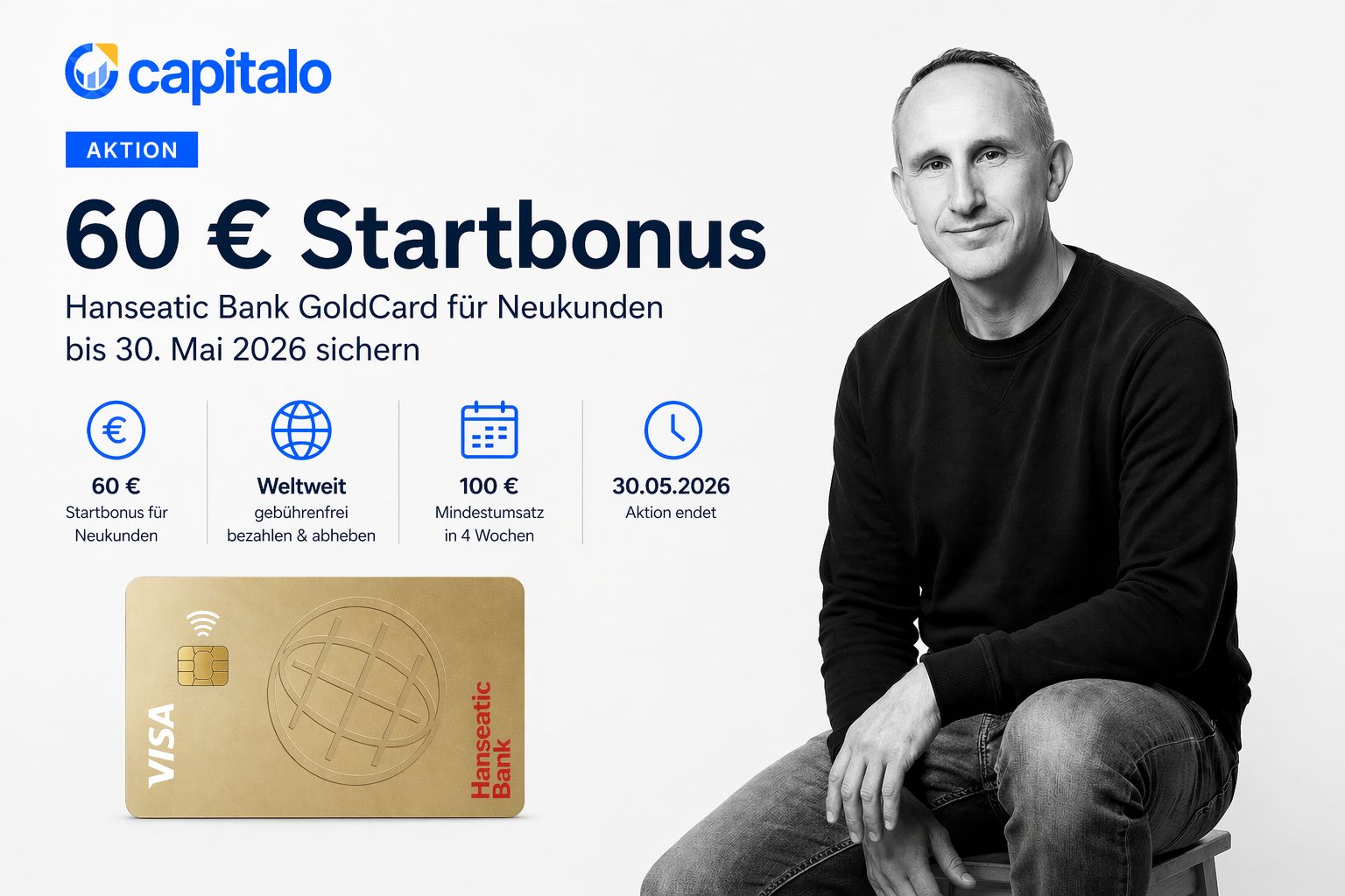 Hanseatic Bank GoldCard: 60 Euro Startbonus für Neukunden bis 30. Mai 2026 sichern