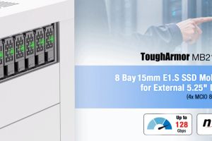 Hochkompakter 8-Bay E1.S NVMe Speicher in einem einzelnen 5,25" Schacht