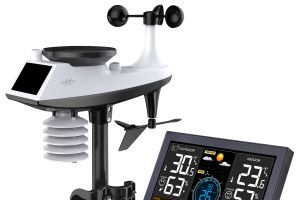 infactory WLAN-Funk-Wetterstation FWS-300.xl V2 mit XL-Farbdisplay, App, Weather Underground