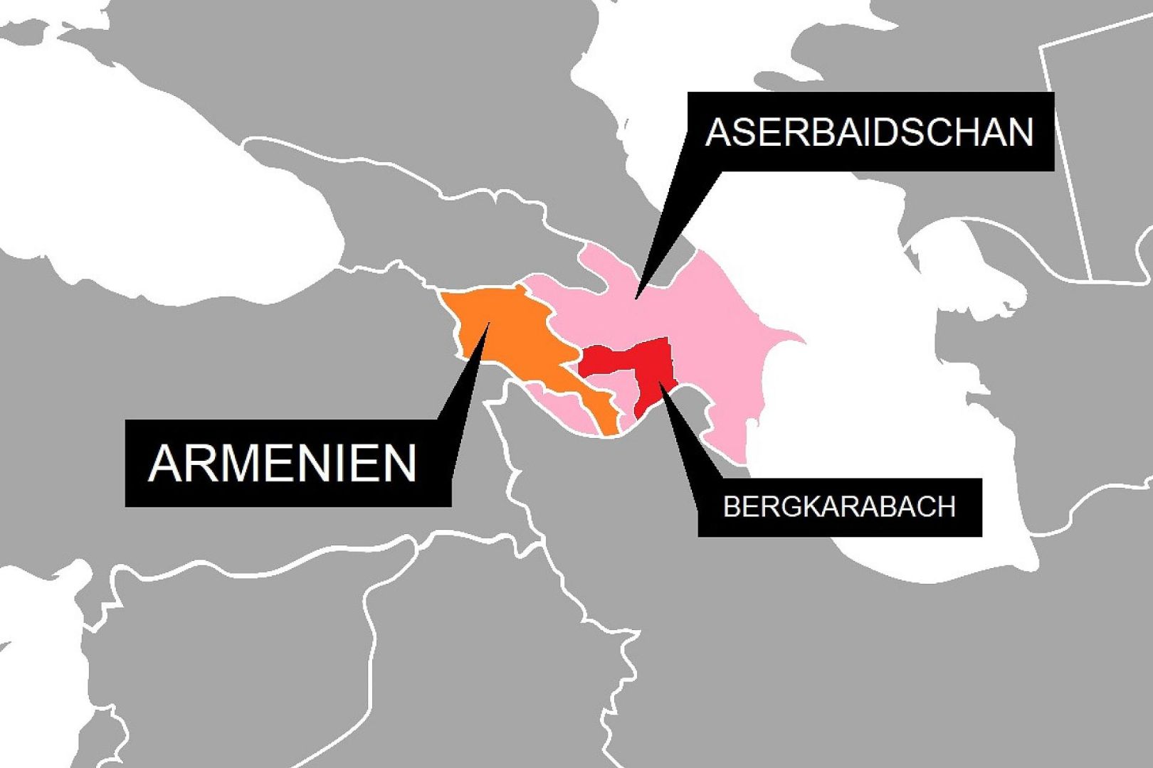Karte mit Armenien, Aserbaidschan und Bergkarabach (Archiv)