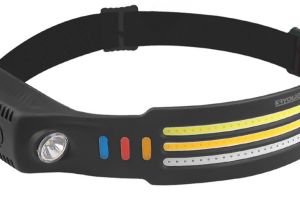 KryoLights Akku-Stirnlampe & Flutlicht SL-500, 3 SMD-COB-LED-Bänder, Warnlicht, 3.000 lm