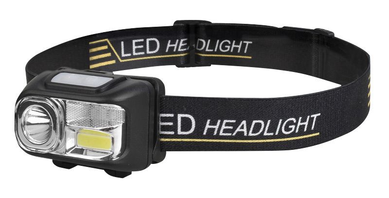 KryoLights LED-Akku-Stirnlampe, 200m, 3 Watt, 4 Modi, Sensor, Rotlicht, dimmbar