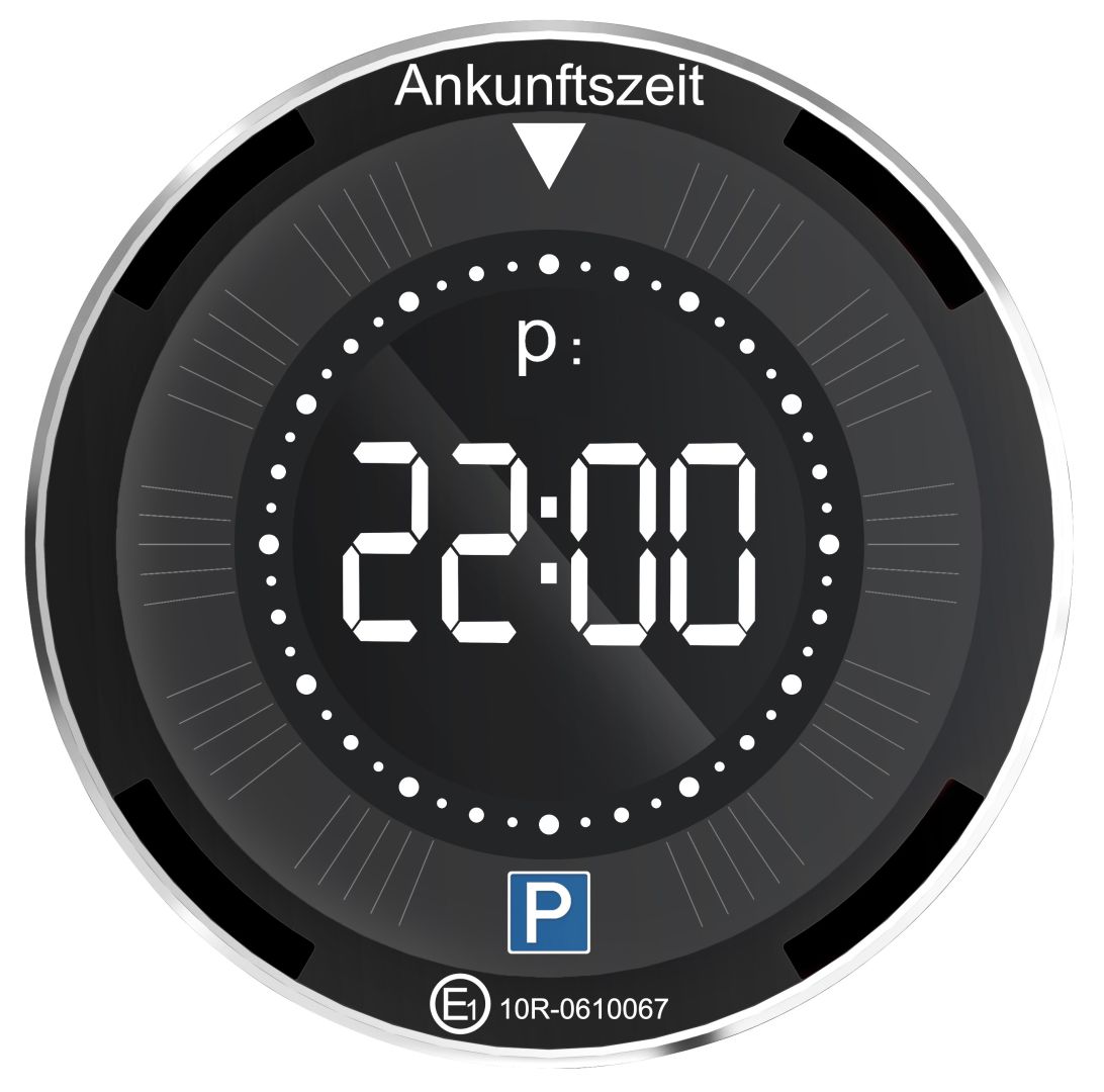Lescars Digitale e-Parkscheibe, ECE-Zulassung, Erschütterungssensor, Solar
