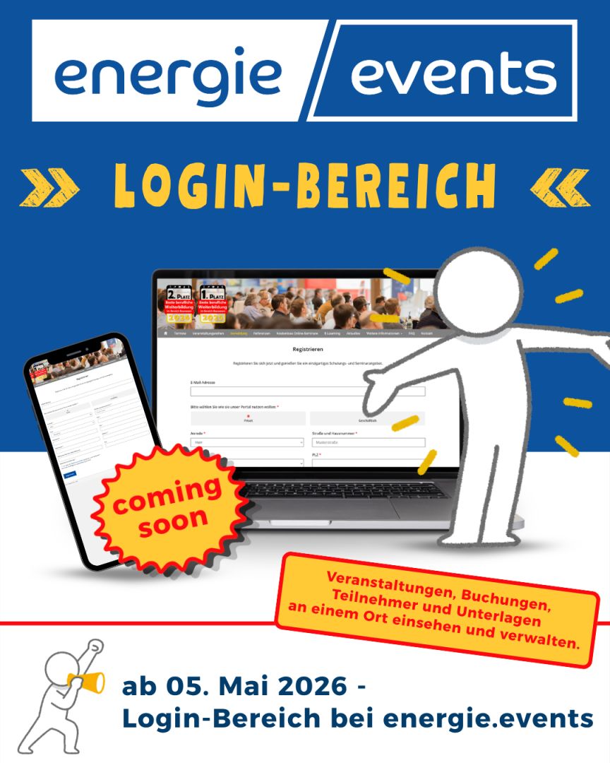 Neues Zeitalter bei energie.events - Login-Bereich freigeschaltet