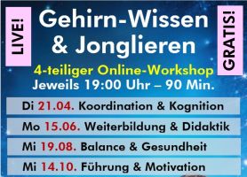 Online. Live. GRATIS: Workshopreihe verbindet Jonglieren mit moderner Gehirnforschung