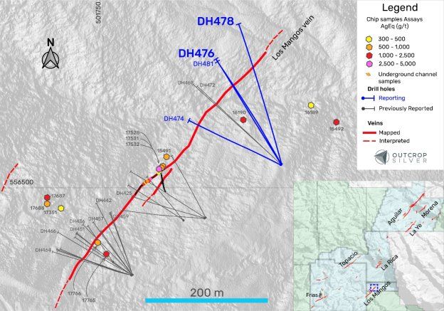 Outcrop Silver setzt die Erweiterung des Erzgangs Los Mangos in nördlicher Richtung fort
