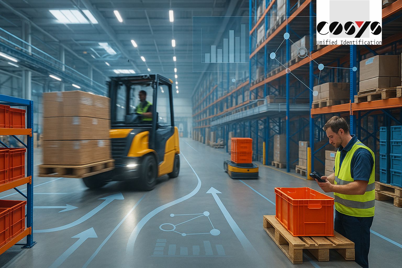 Präziser Materialfluss mit COSYS All-in-One: Transport, Lager, Lademittel & KI-gestütztes BI.