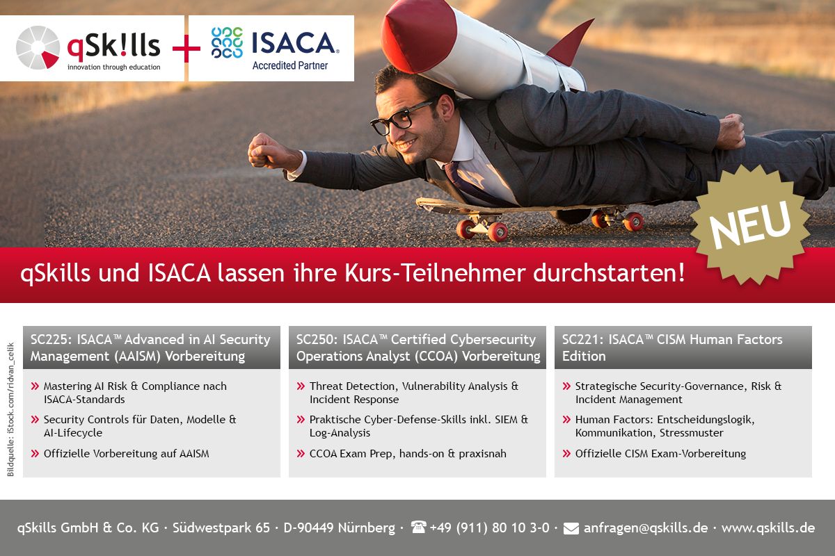 qSkills™ erweitert ISACA™-Portfolio: AAISM, CCOA & CISM Human Factors