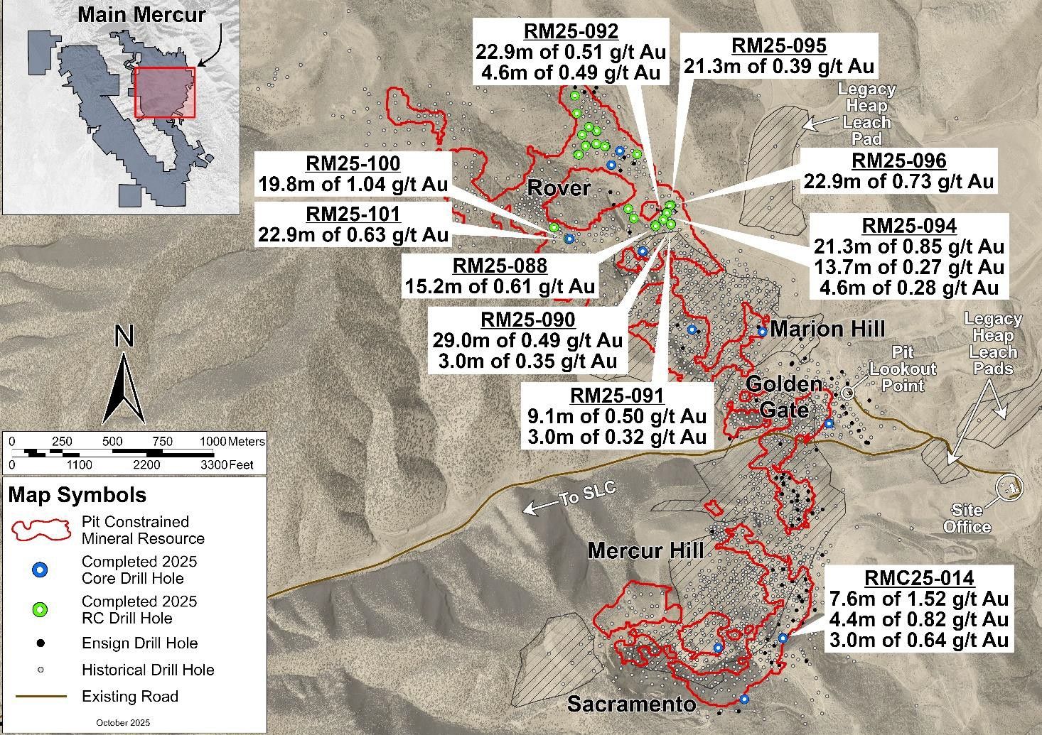 Revival Gold durchteuft 1,04 g/t Gold über 19,8 Meter und 0,85 g/t Gold über 21,3 Meter in Flachbohrungen bei Mercur