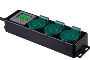 revolt 3-fach-Outdoor-Steckdosenleiste & -Energiekostenmesser, 3.680 Watt, IP44