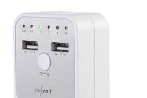 revolt Digitaler Dual-USB- und 230-V-Steckdosen-Countdown-Timer, LED-Anzeige