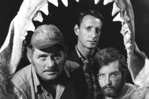 Robert Shaw, Richard Dreyfuss und Roy Scheider in Jaws