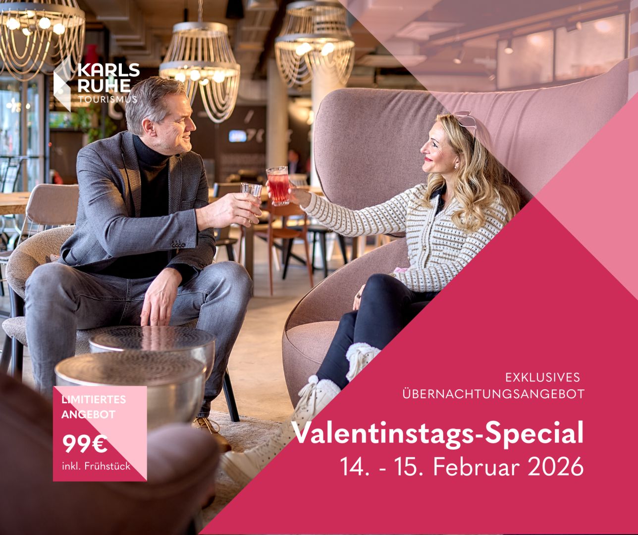 Romantische Auszeit zum Valentinstag: Karlsruhe bietet exklusives Übernachtungs- und Genuss-Special